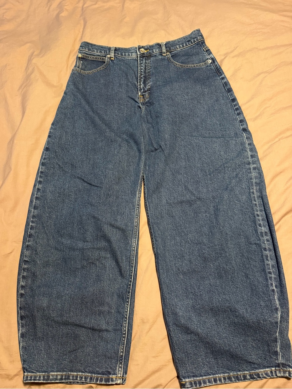 Everlane Women's Way High Curve Jean, Blue Denim Barrel Leg Jeans, Sz 31